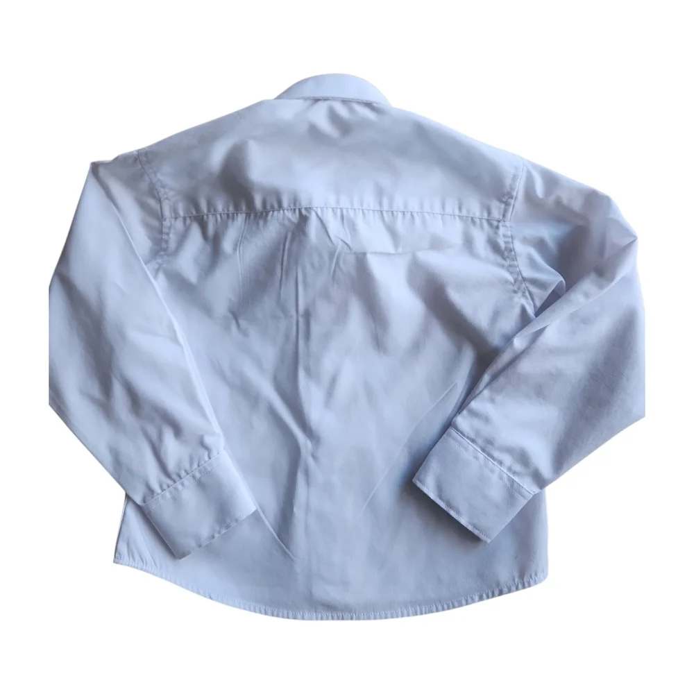 Toddler Shirt + Pants Set Size 3 White Button Down Top Blue Adjustable Trouser